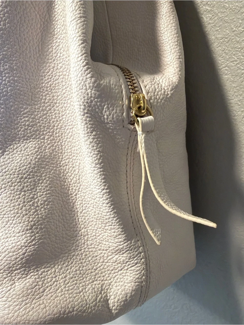 Vince Camuto VV-SIGNE-TO White Swan Pebbled Leather Hobo Handbag Braided Handle